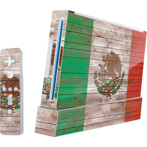 Mexican Flag Dark Wood Nintendo Skins